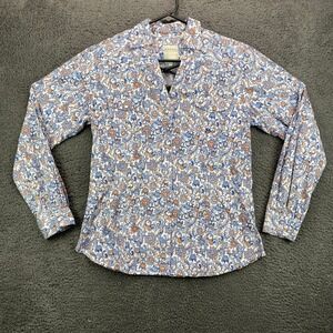 Roper Mens Medium Western‎ Shirt Long Sleeve Paisley Print Blue Orange Cotton